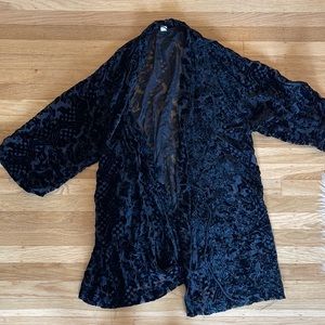 Only Hearts Black Sheer and Velvet Burnout Kimono. Art deco.